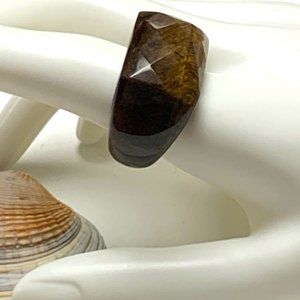 Faceted Powerful Brazilian Tigers Eye Ring SZ 10.5
